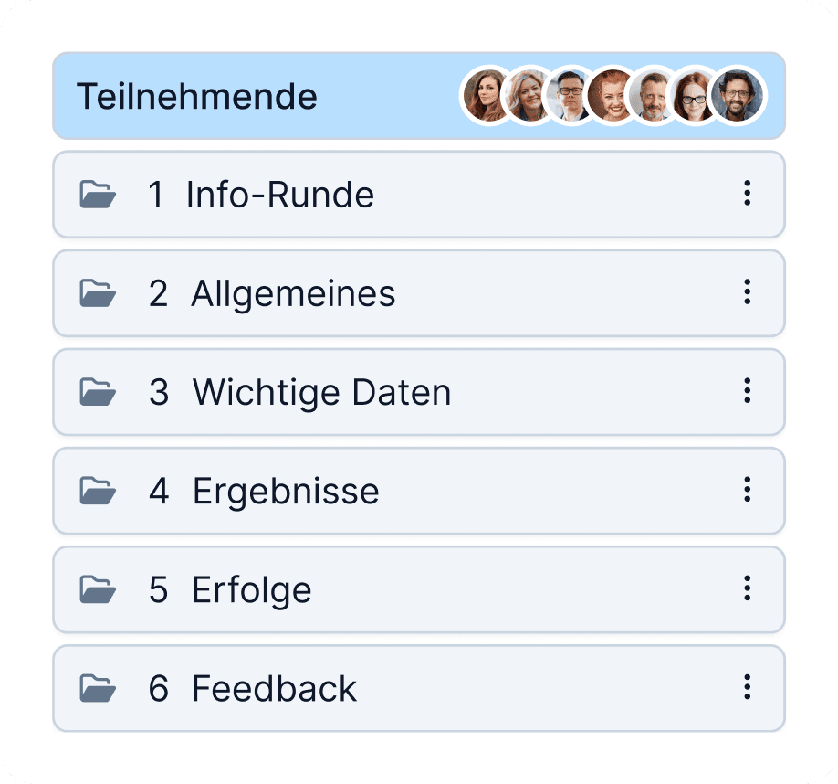 Screenshot der Sitzungsfunktion in WEDO
