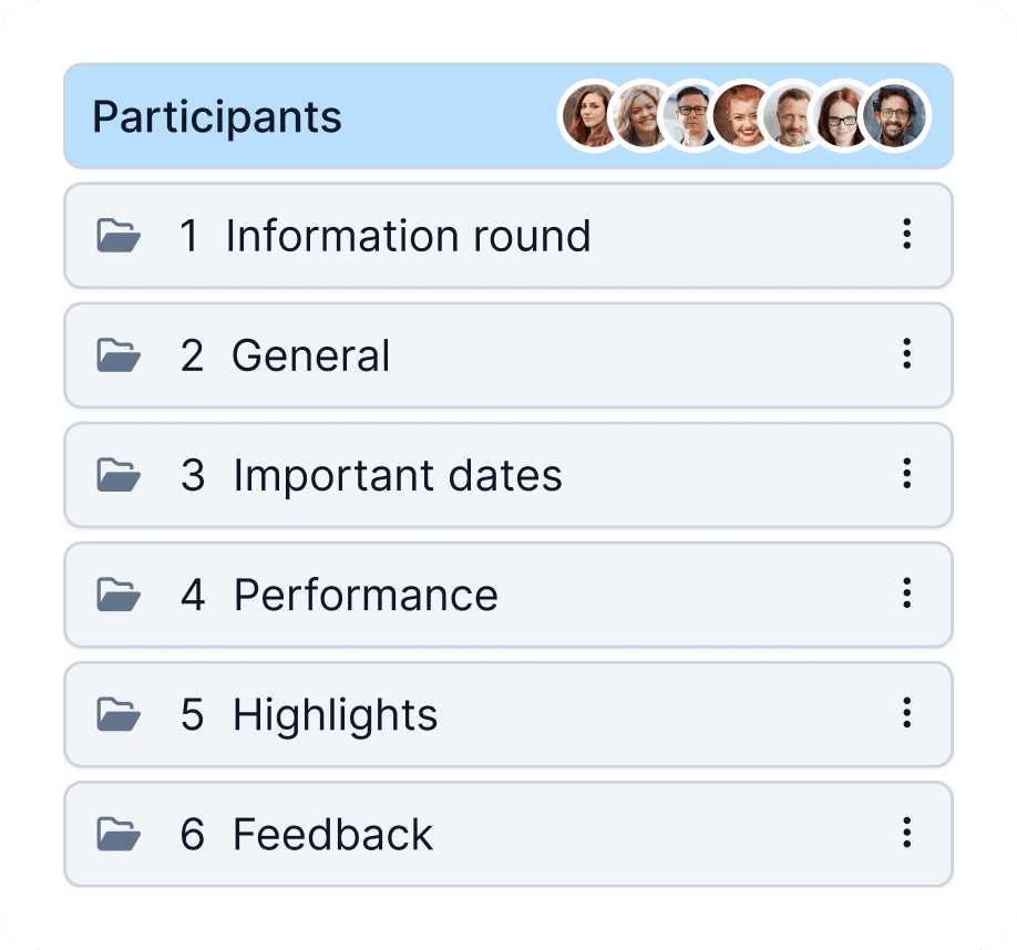Screenshot of meeting feature in WEDO