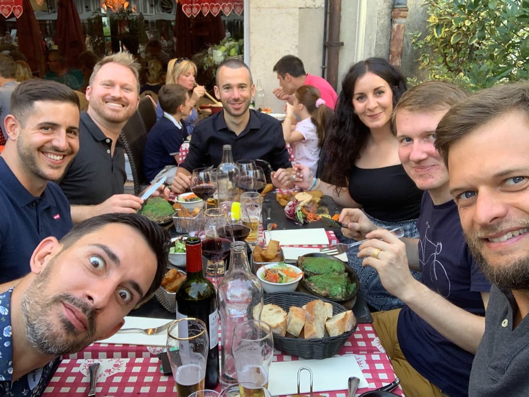 WEDO employees having dinner