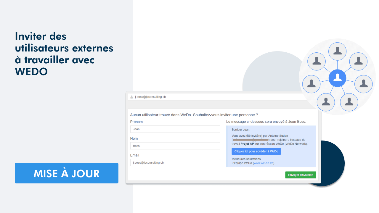 Mise à jour Fonction WEDO pour inviter des utilisateurs externes avec formulaire d'invitation