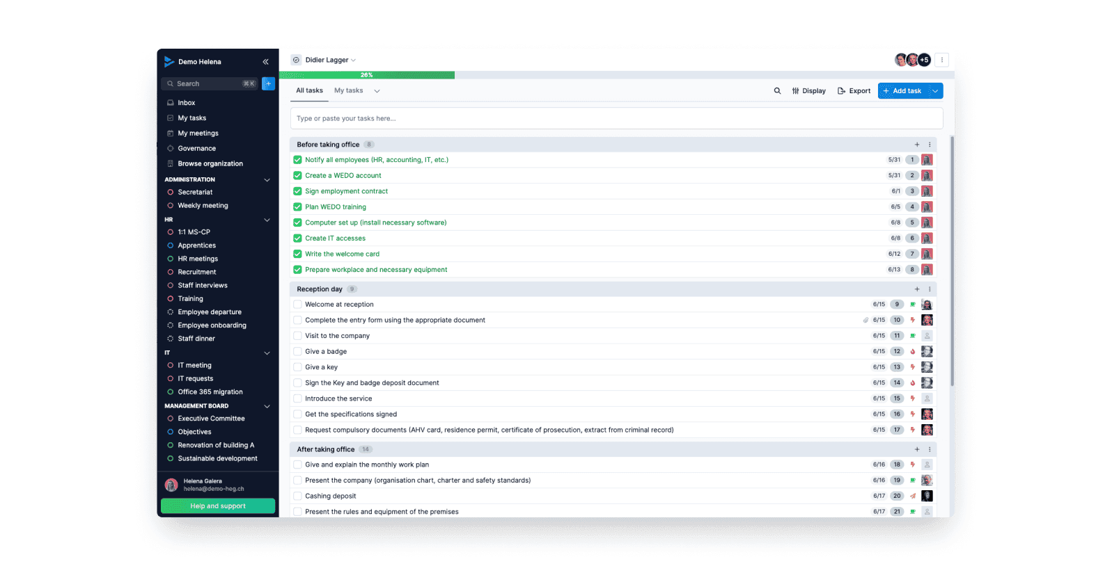 onboarding process with WEDO