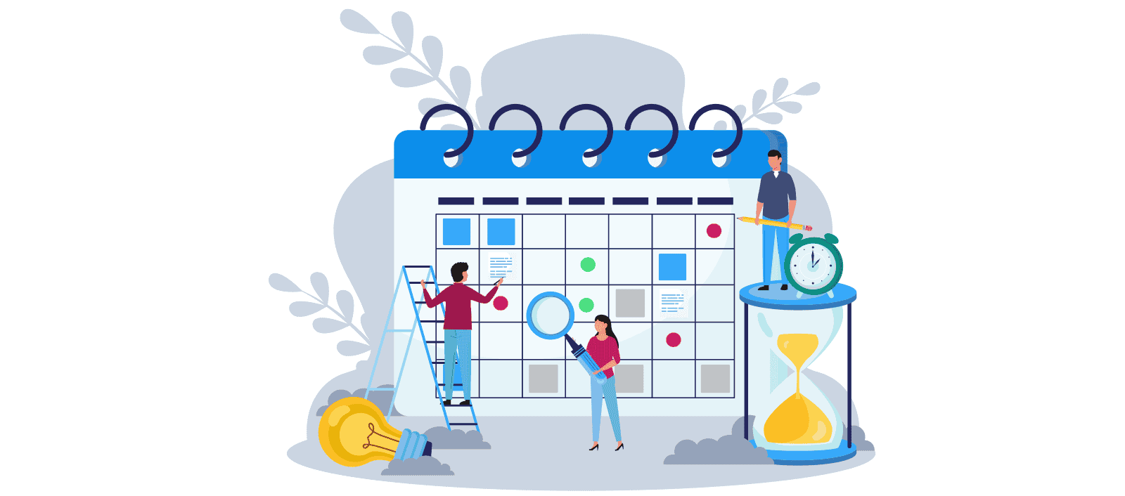 This image shows 3 employees planning their tasks to meet deadlines
