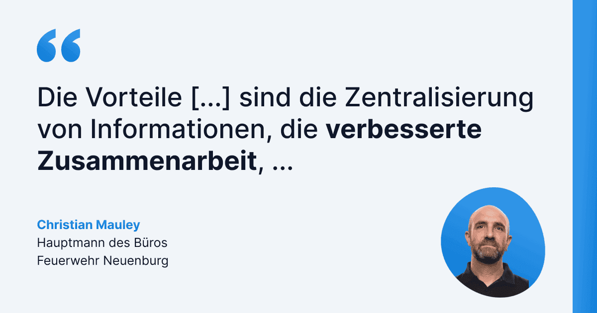 Dies ist eine Aussage von Christian Mauley, Kapitän der SPS Neuchâtel Feuerwehr, der hervorhebt, dass WEDO Informationen zentralisiert, das Engagement erhöht und das Personal wertschätzt