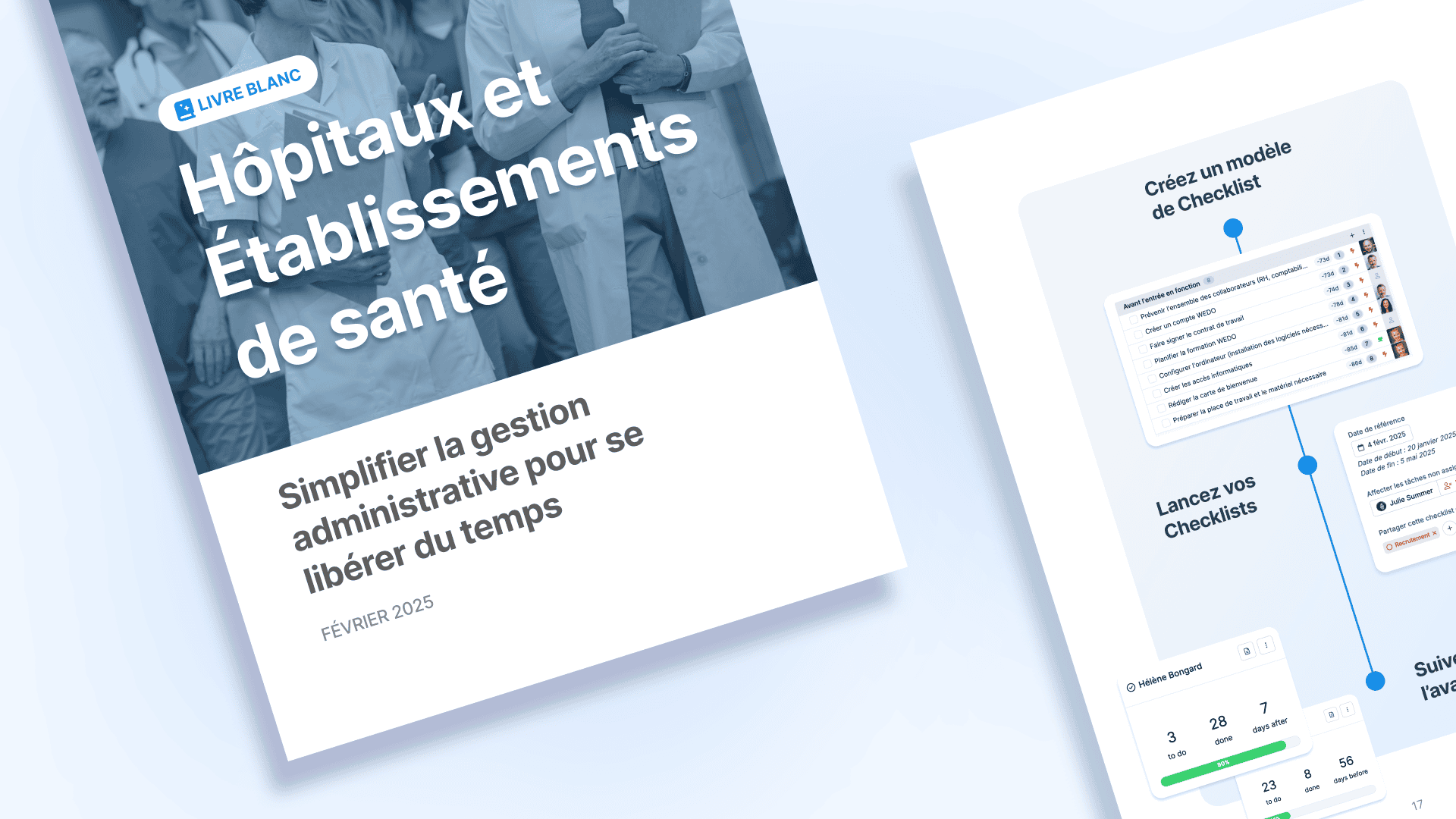 Page de garde du livre blanc nommé : Hôpitaux et établissement de santé, simplifier la gestion administrative pour se libérer du temps