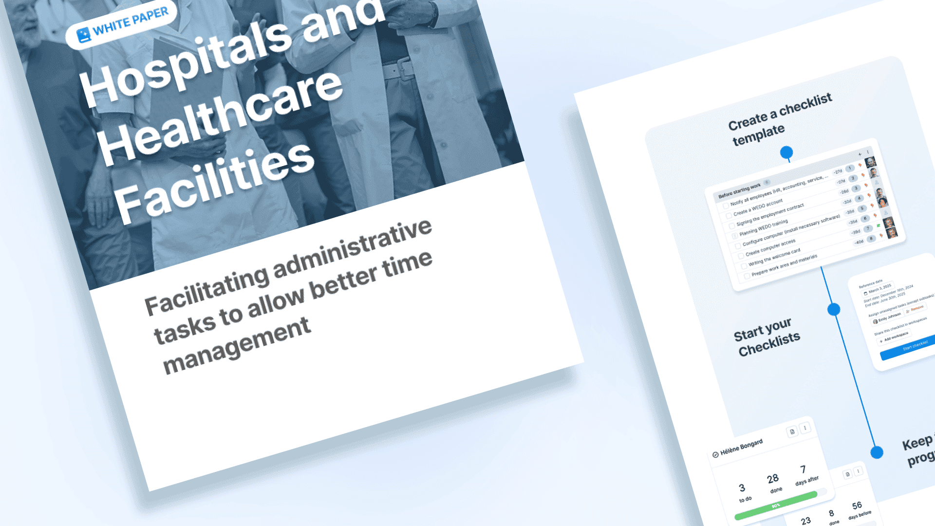 Cover page of the white paper entitled: Hospitals and healthcare facilities: simplifying administrative management to free up time.