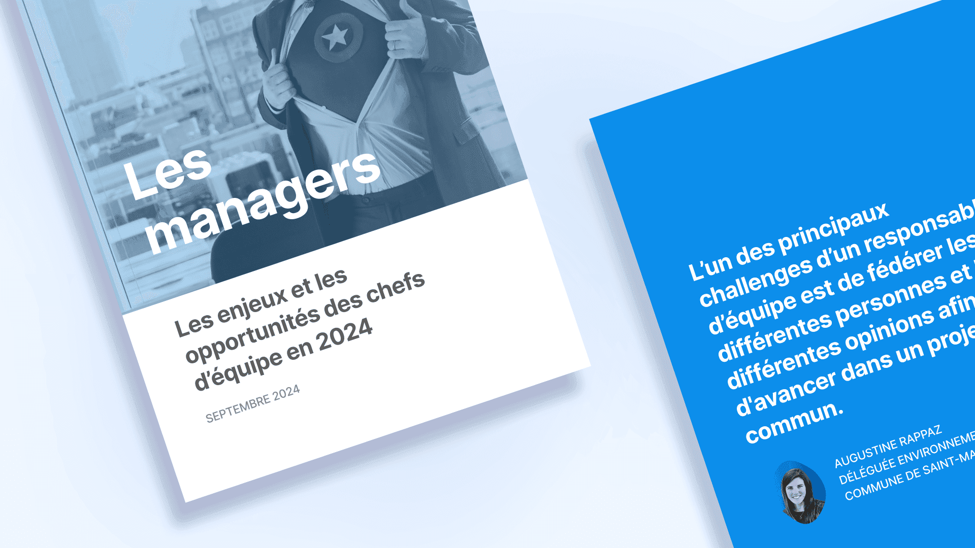 Page de garde du livre blanc "Les managers en 2024" explorant les complexités et les défis auxquels sont confrontés les managers et chefs d’équipe