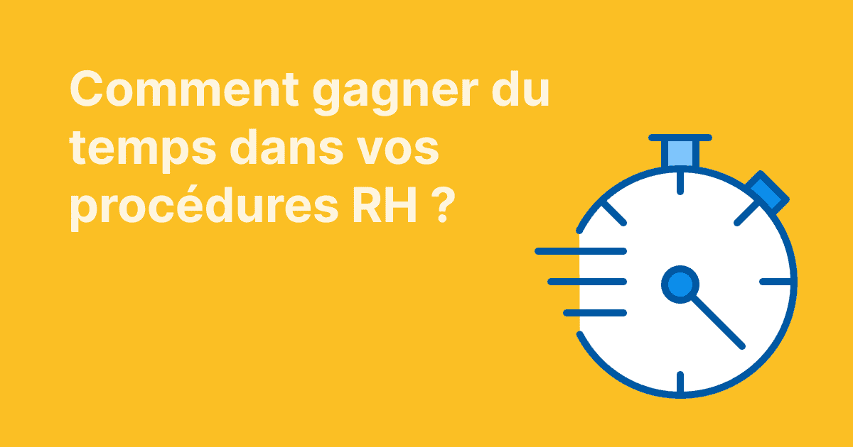 Cette image pose la question de l’optimisation des procédures RH, illustrée par un chronomètre stylisé sur fond jaune