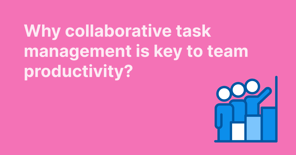 This image illustrates boosting team productivity through collaborative task management, with people climbing a bar chart