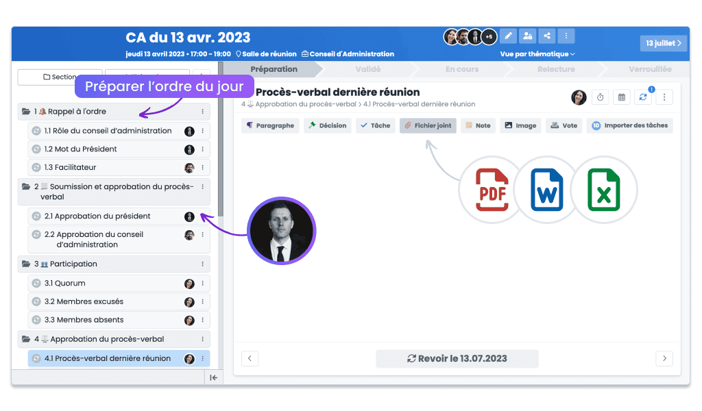Préparation d'un ordre du jour