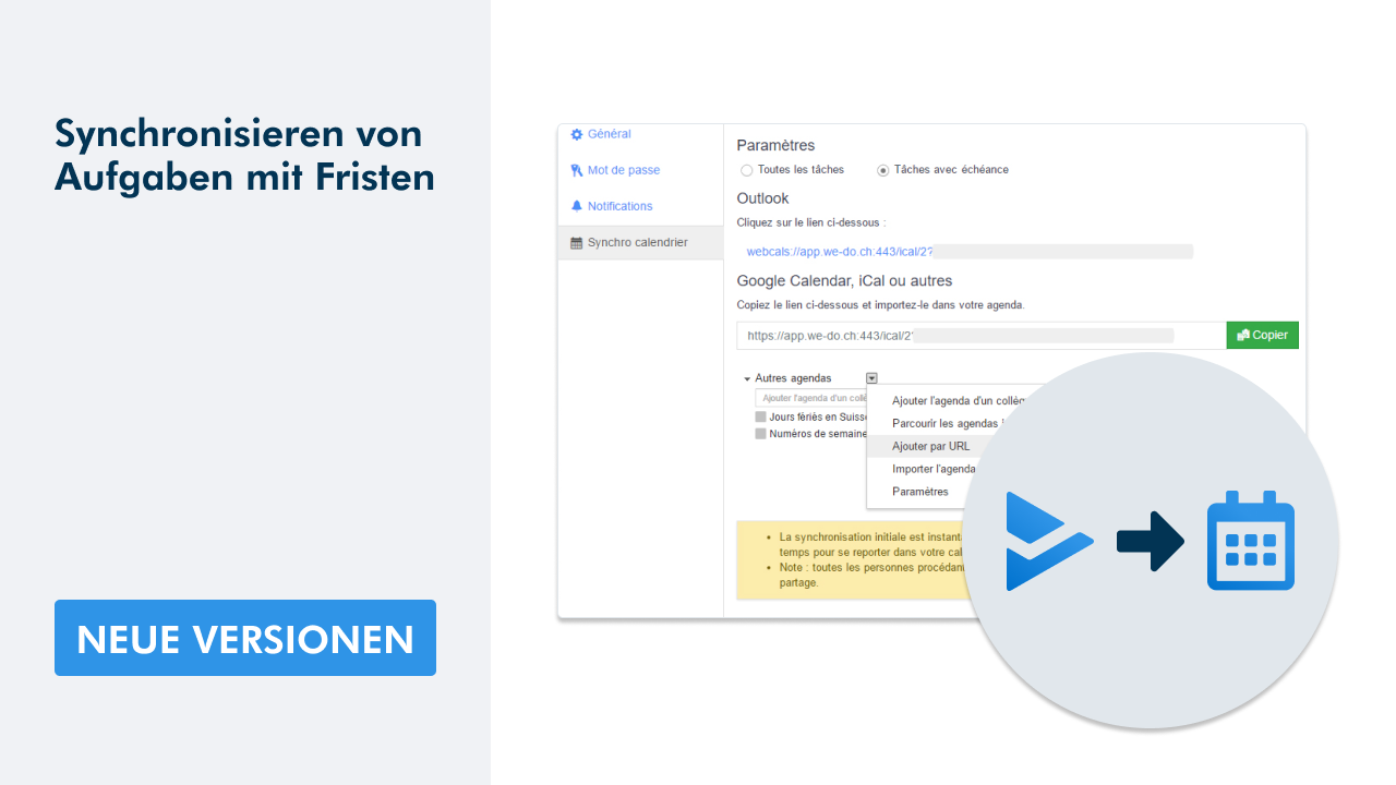 WEDO  Kalendersynchronisation